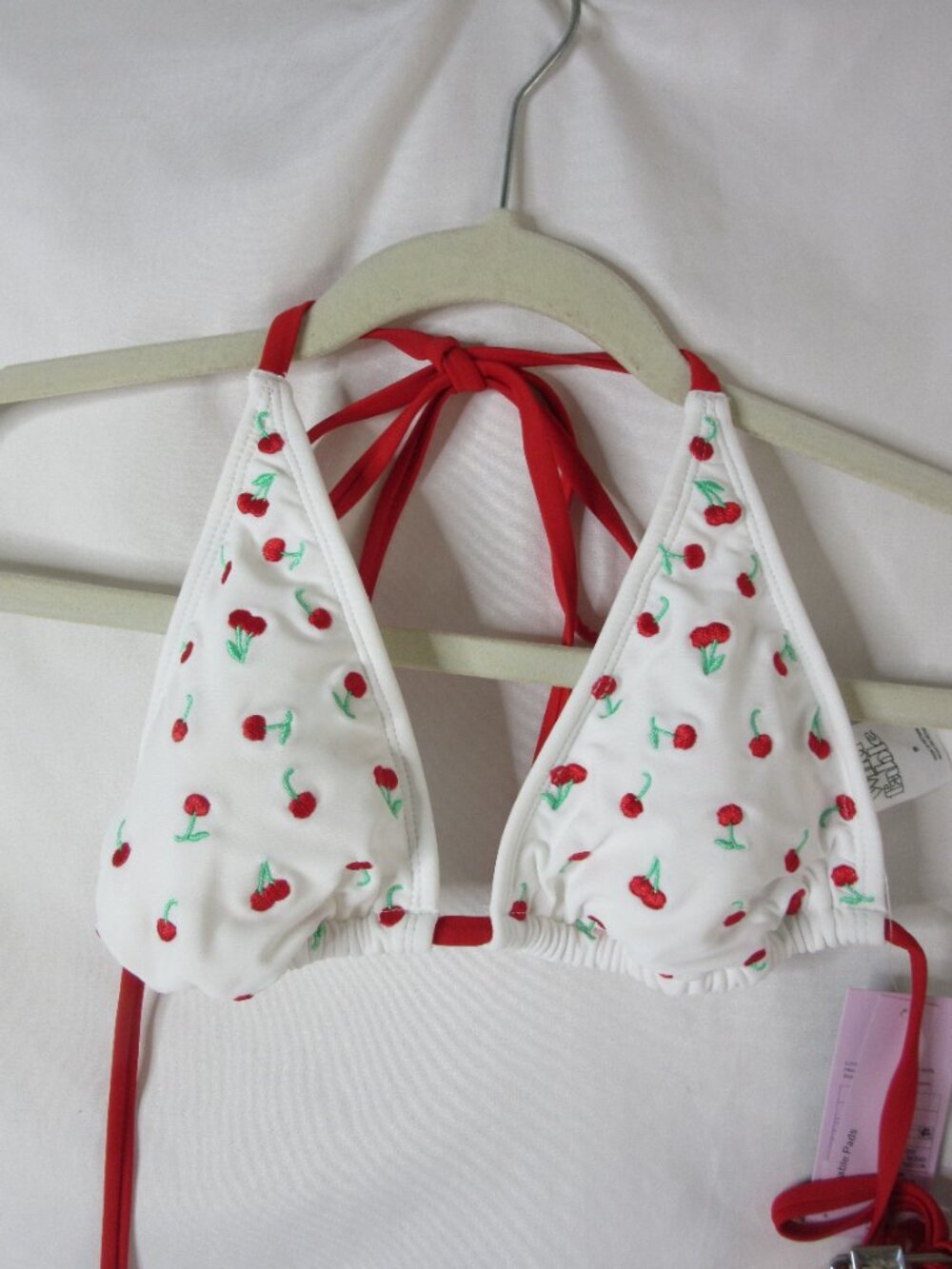 Wild Fable 2 Piece Bikini White with Embroidered Red Cherries Small NWT - Picture 5 of 10